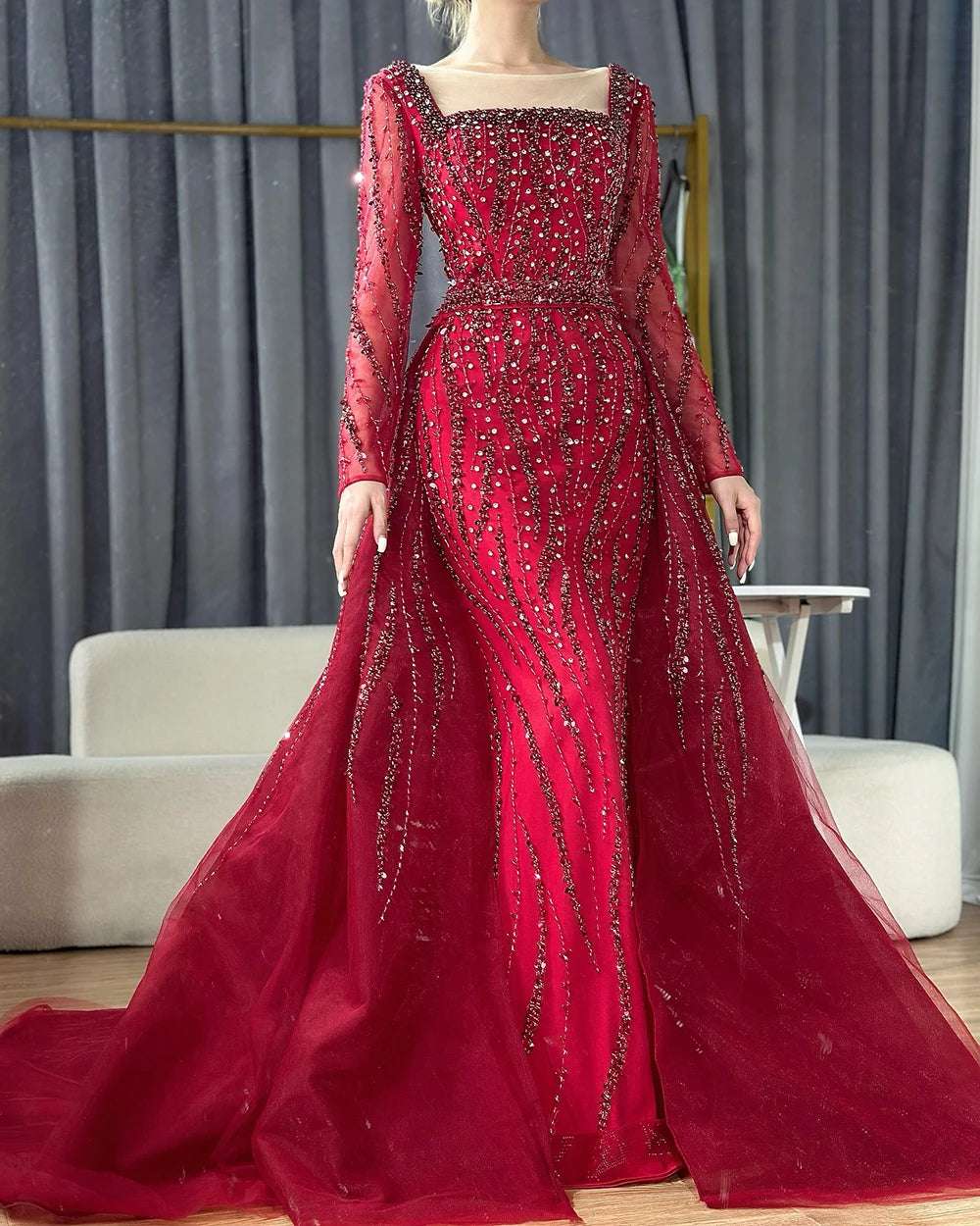 Elegant Modest Dress - Farah Red Dress - Asiyah Dresses