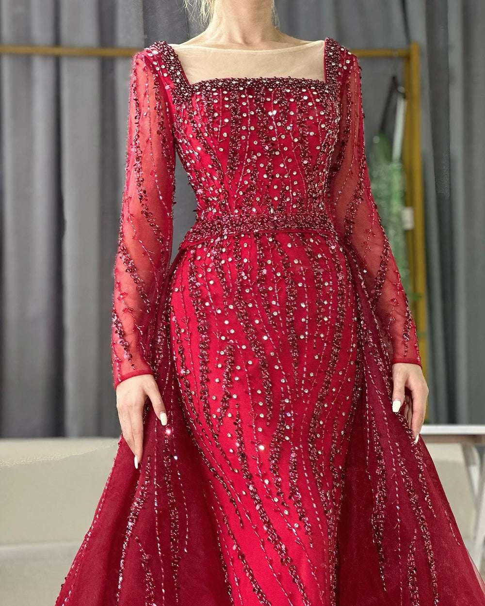 Elegant Modest Dress - Farah Red Dress - Asiyah Dresses
