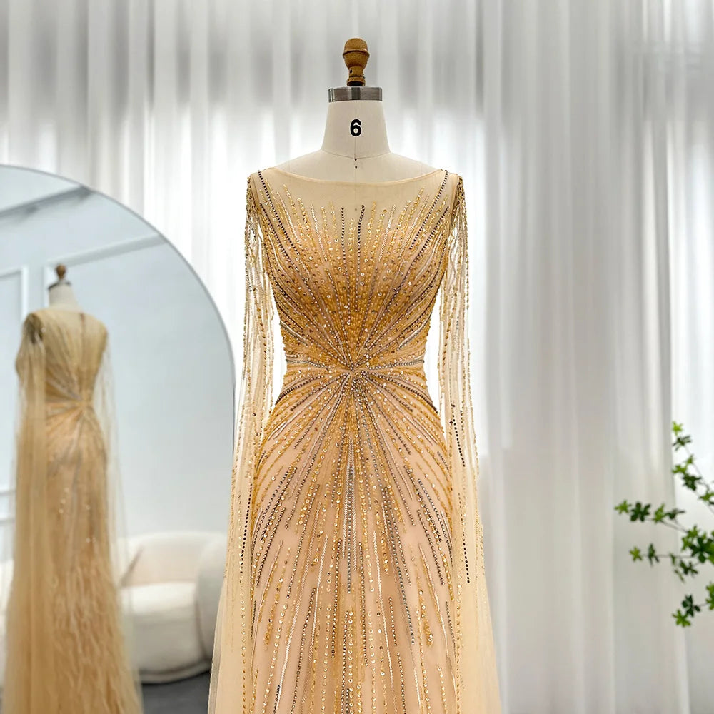 Salma Feather Dress - Luxury Bridal Cape Gown - Asiyah Dresses