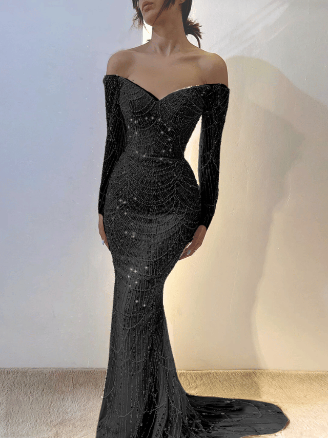 Amani - Nude Crystal Evening Dress - Asiyah Dresses