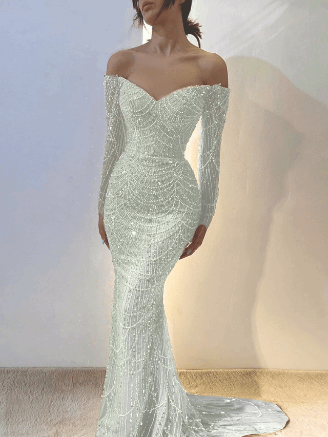 Amani - Sage Green Crystal Evening Dress