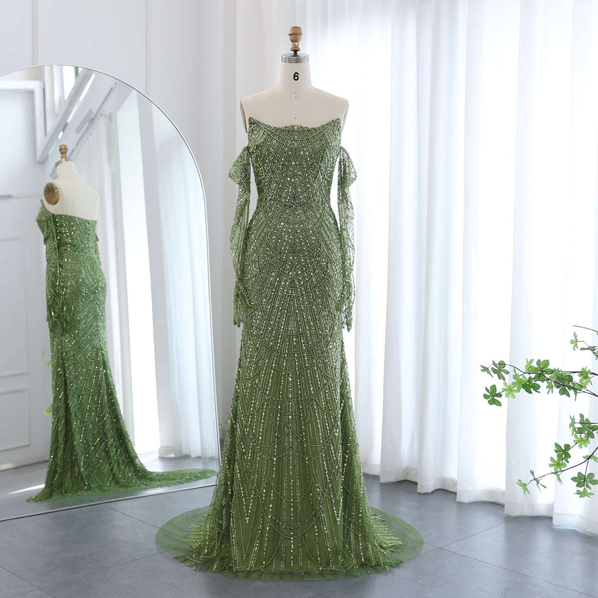 Elegant Couture Dress - Green