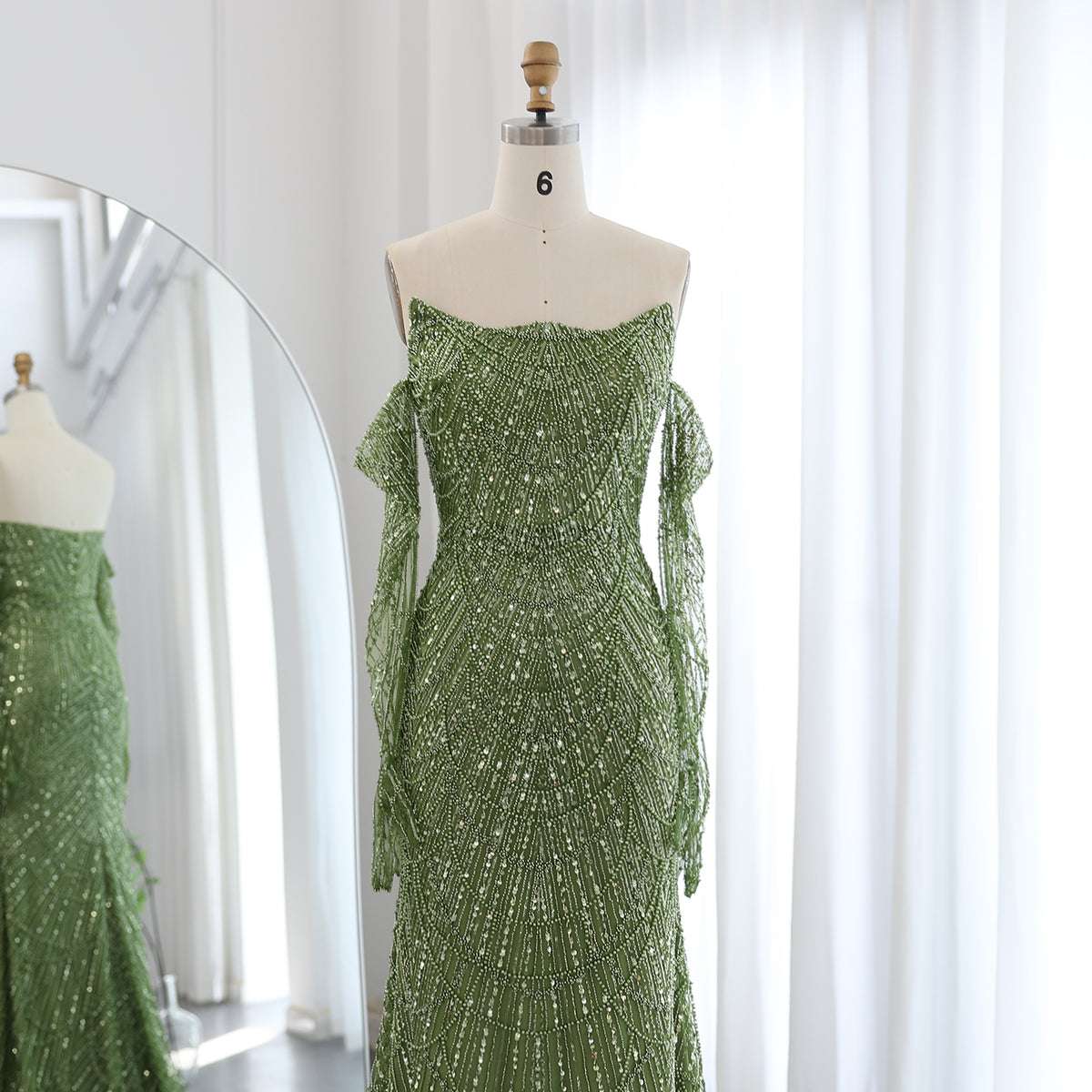 Elegant Couture Dress - Green