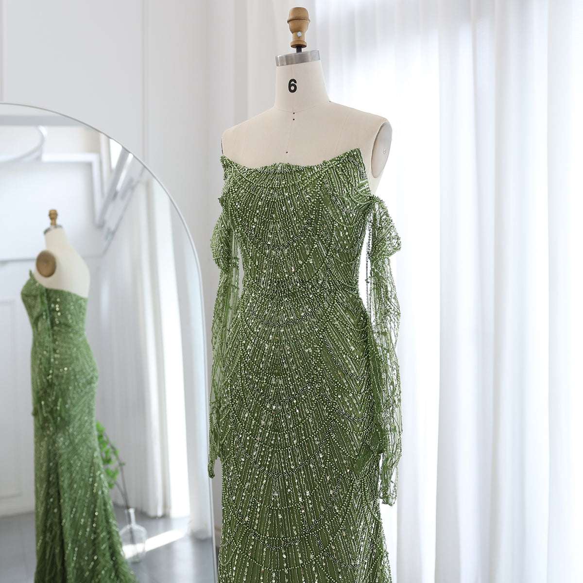 Elegant Couture Dress - Green