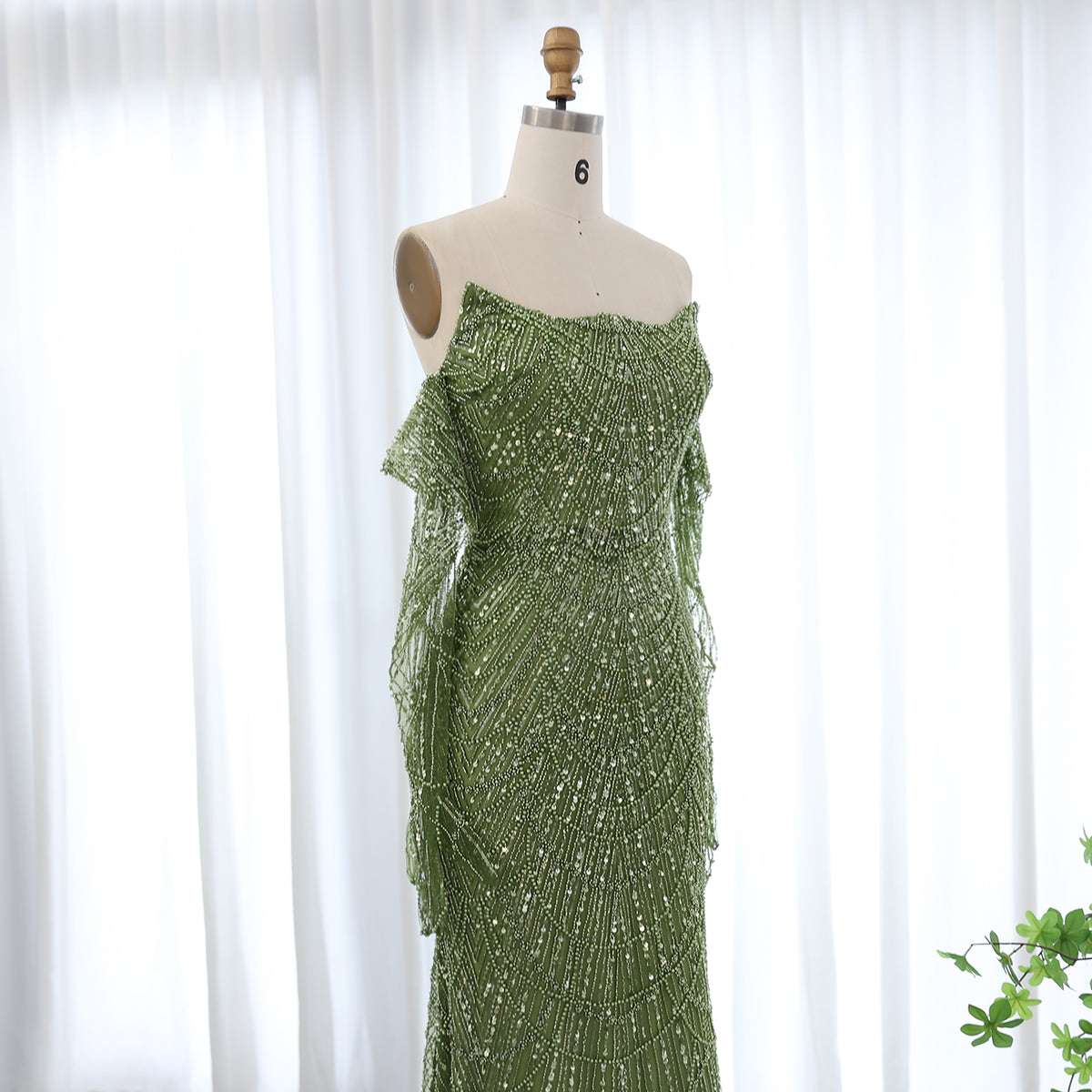Elegant Couture Dress - Green