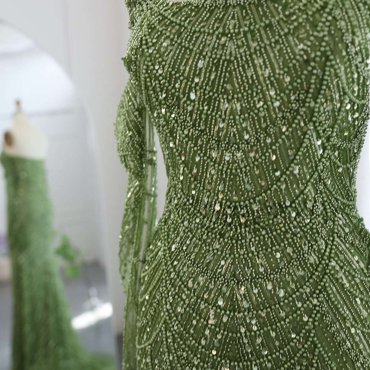 Elegant Couture Dress - Green