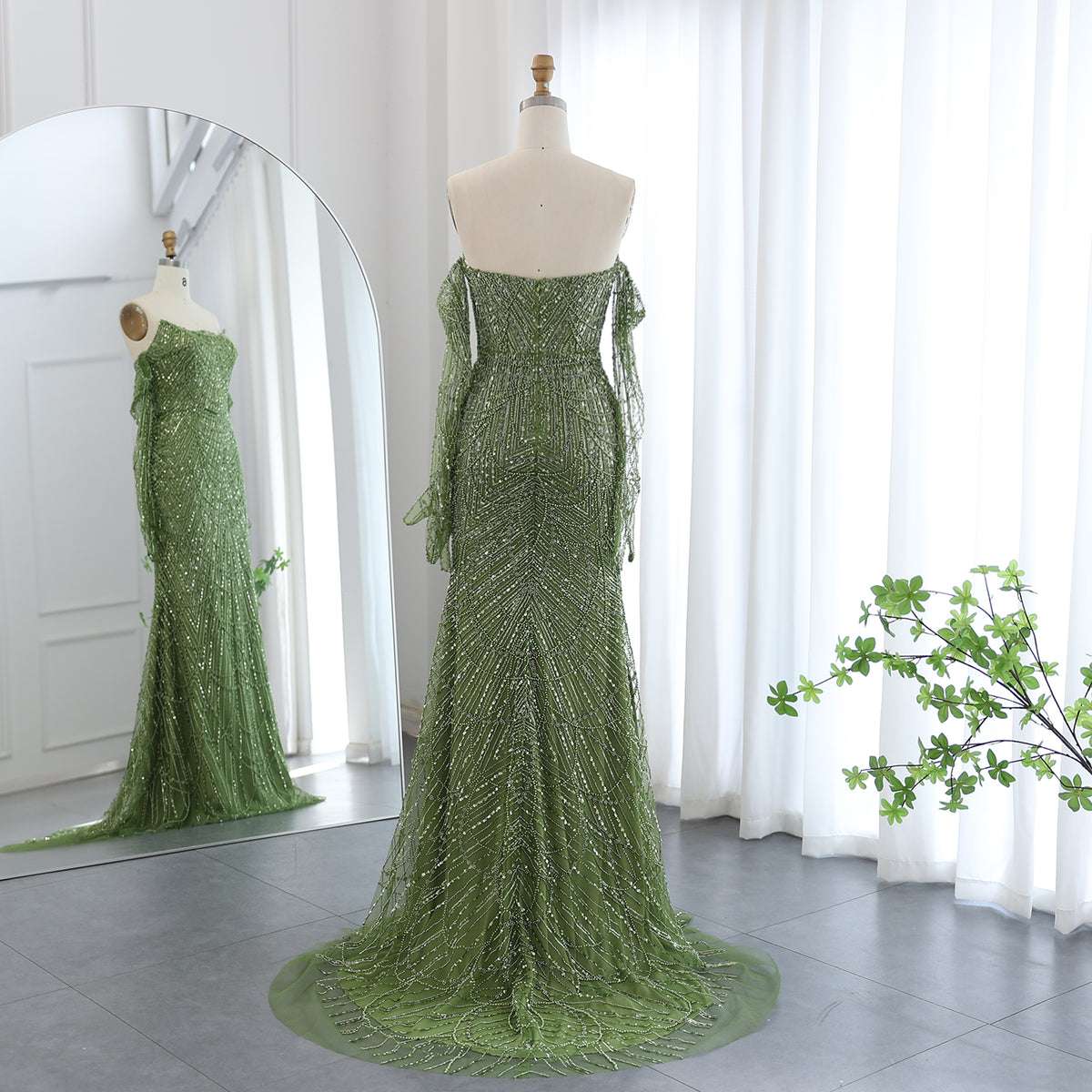 Elegant Couture Dress - Green