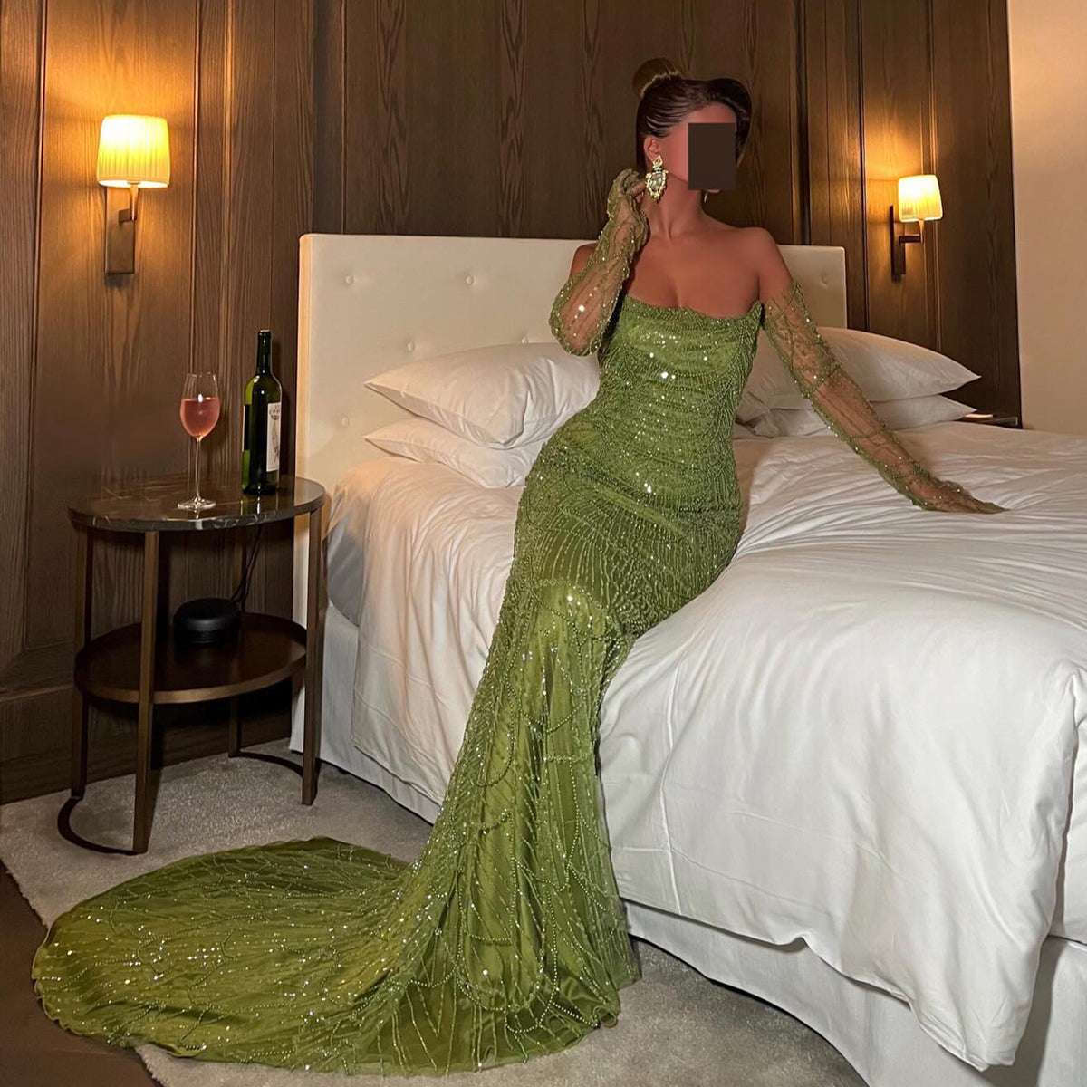 Elegant Couture Dress - Green