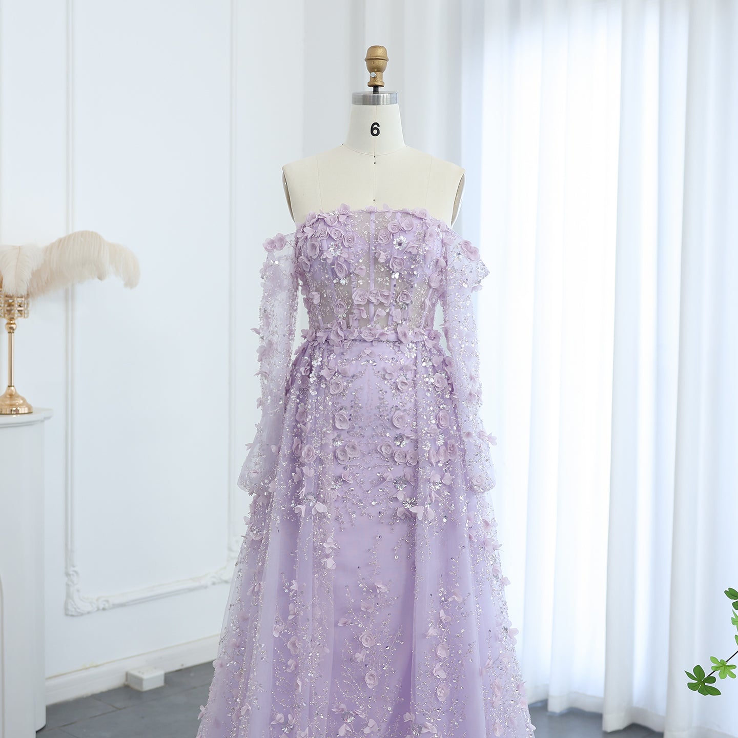Flora Elegant Evening Wedding Dress Lilac - Asiyah Dresses
