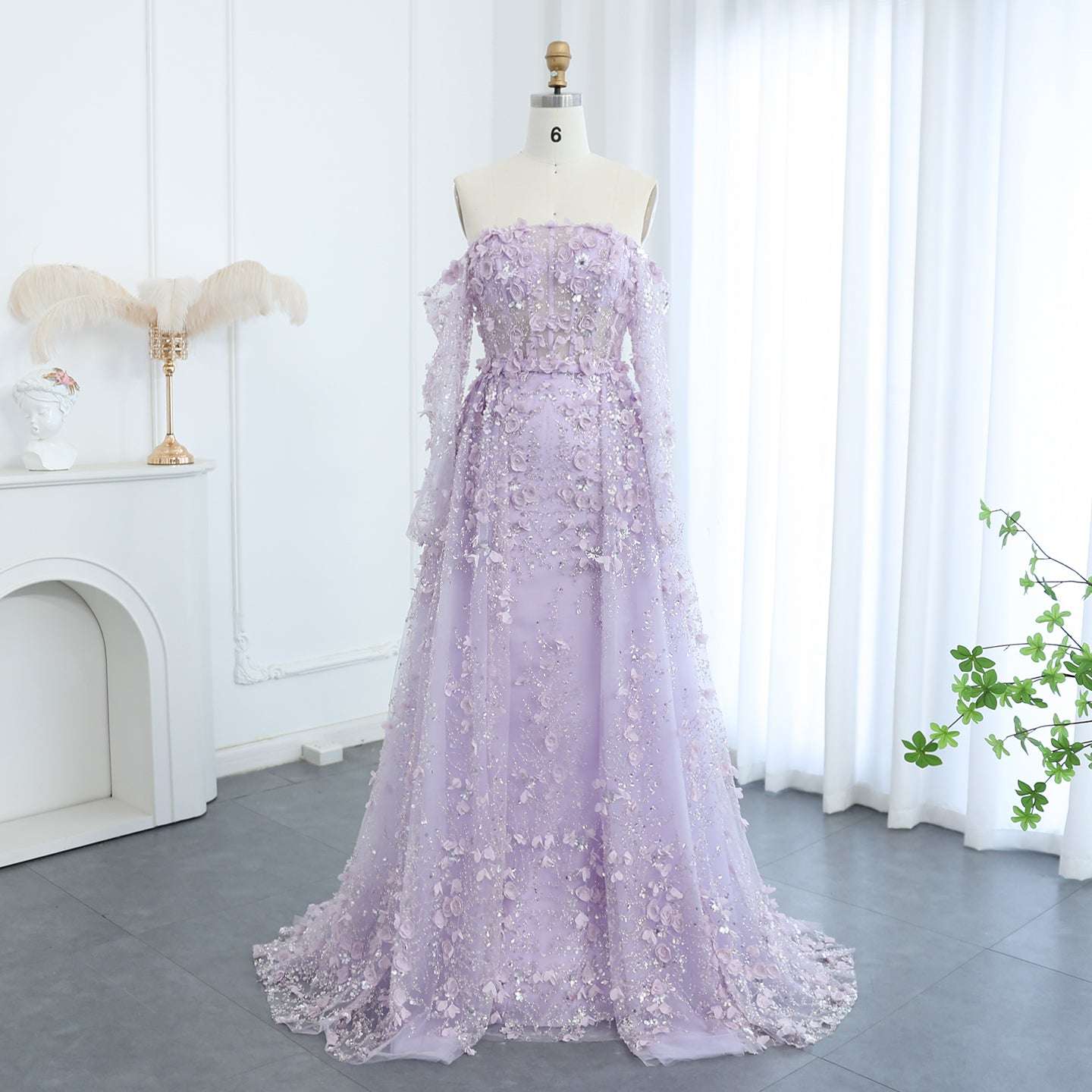Flora Elegant Evening Wedding Dress Lilac - Asiyah Dresses