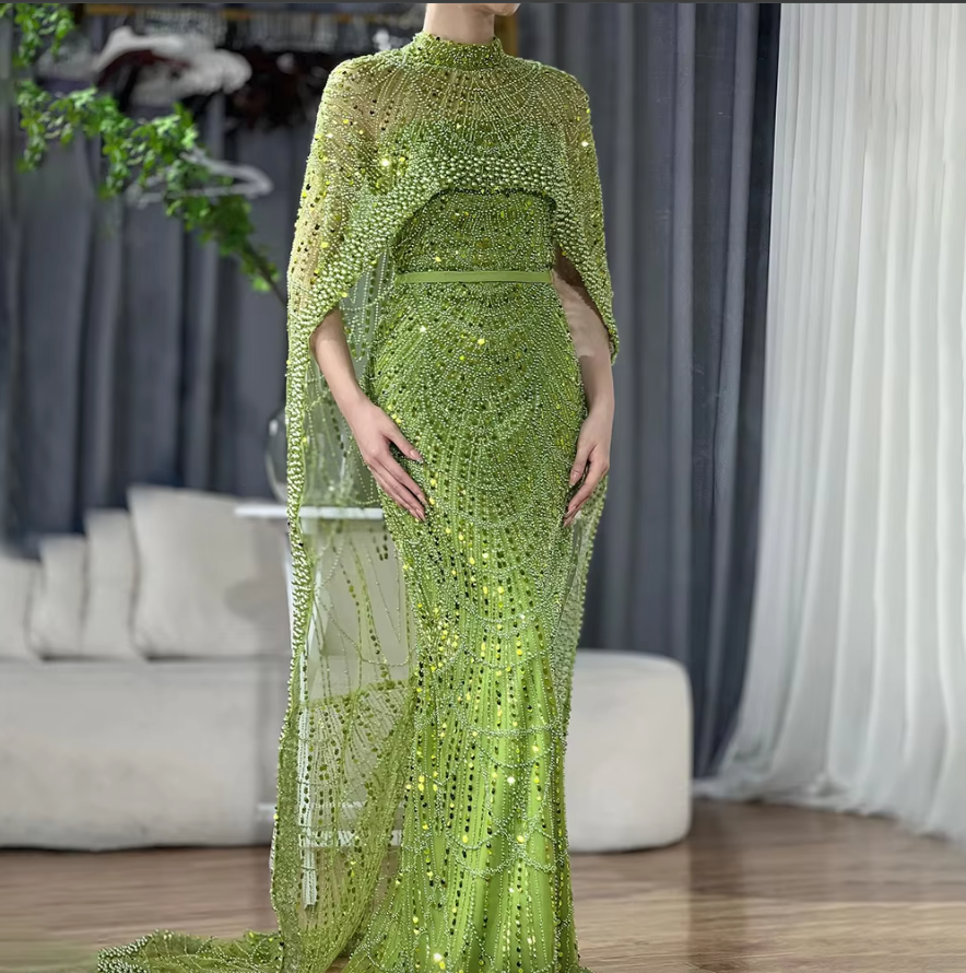 Modest Cape Dress - Elara Dress Nude - Asiyah Dresses