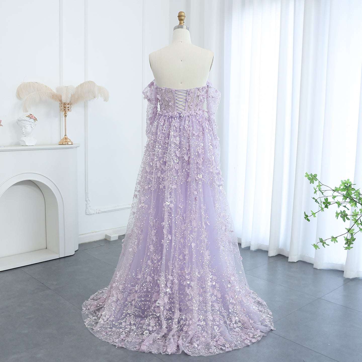 Flora Elegant Evening Wedding Dress Lilac - Asiyah Dresses