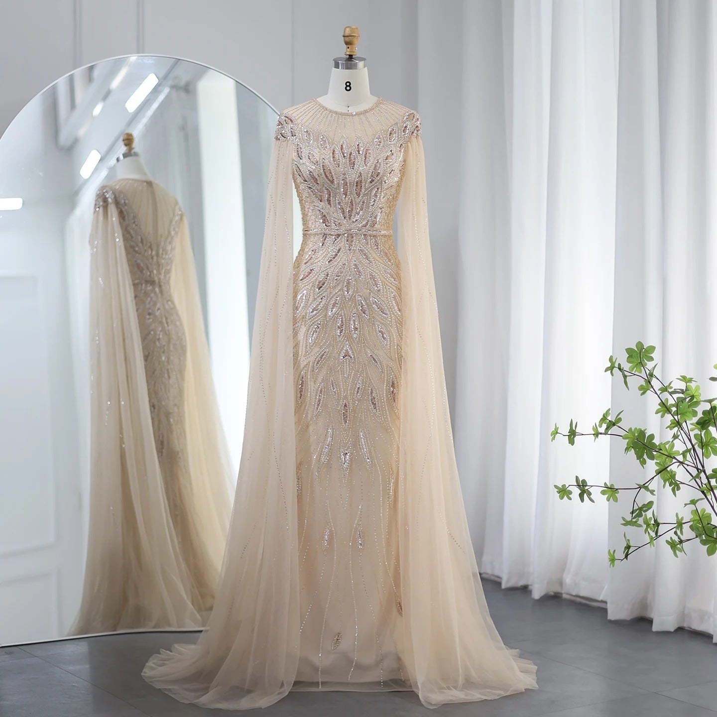 beaded halter top prom dresses Portia and Scarlett PS25301 Halter Neck Beaded Prom Dress Blush / 2