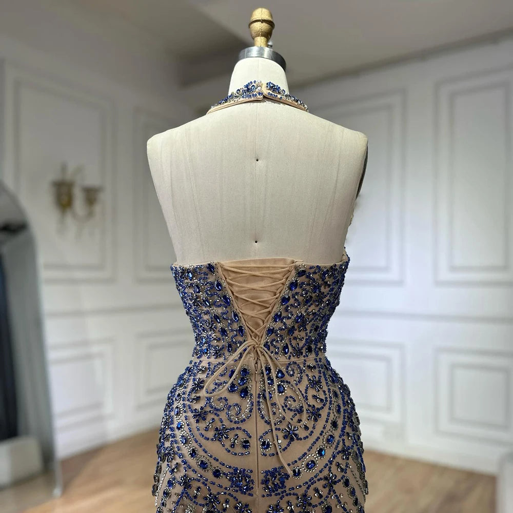 Hailey - Blue Crystal Evening Dress - Asiyah Dresses