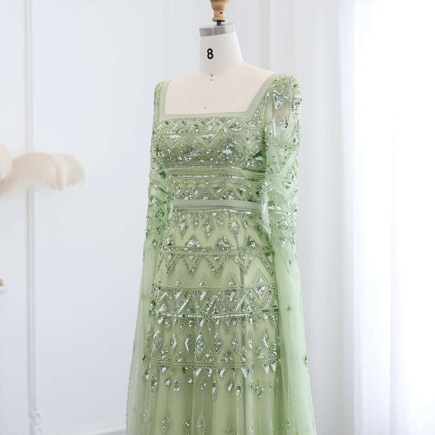 Rana Elegant Modest Dress - Sage Green