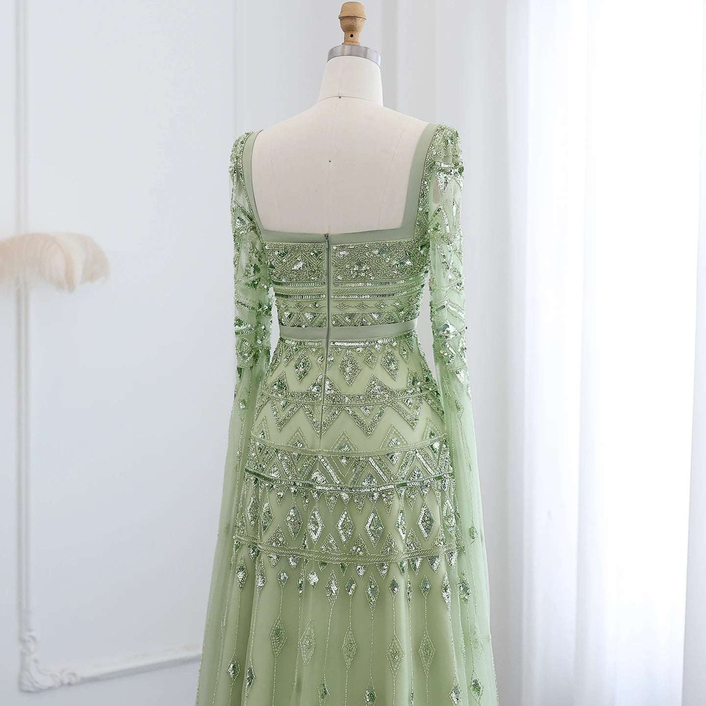 Rana Elegant Modest Dress - Sage Green