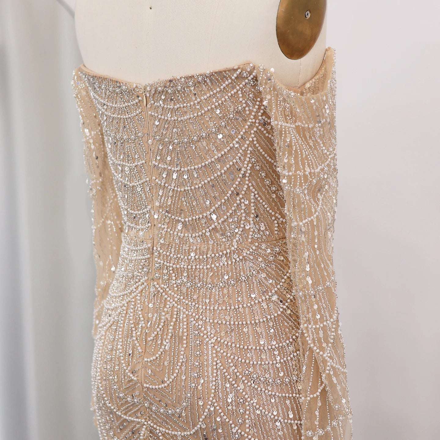 Amani - Nude Crystal Evening Dress
