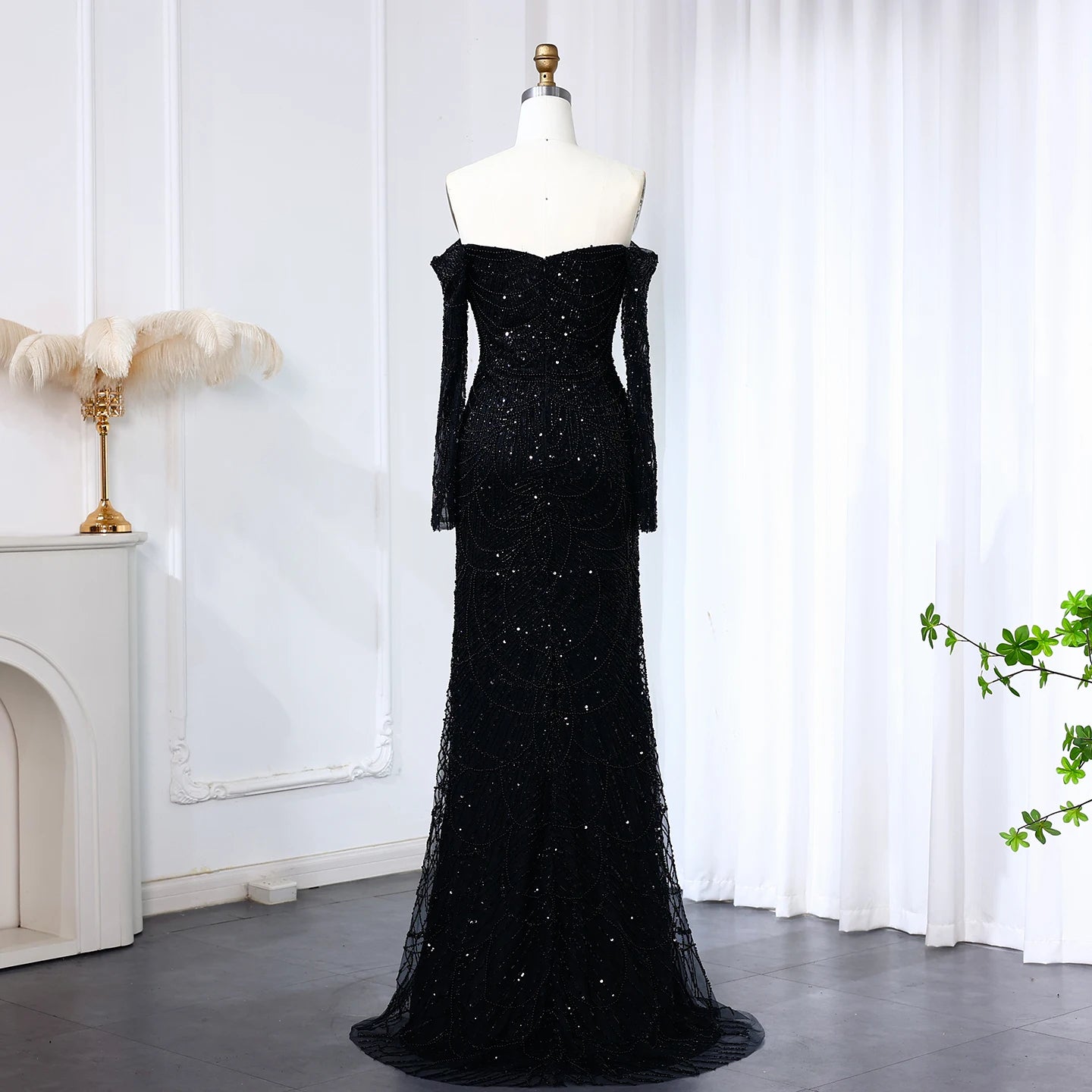 Amani - Sage Green Crystal Evening Dress - Asiyah Dresses