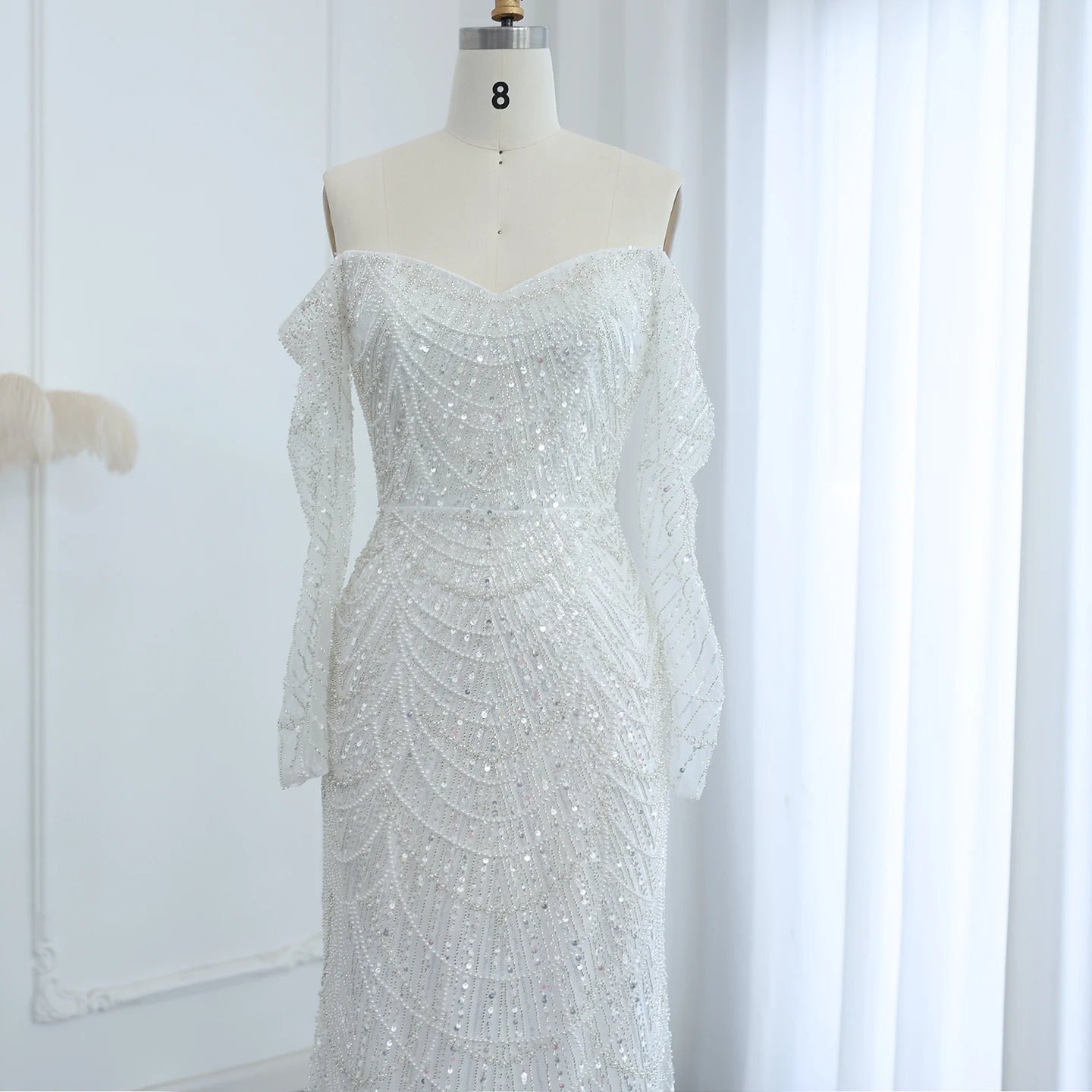 Amani - Sage Green Crystal Evening Dress - Asiyah Dresses