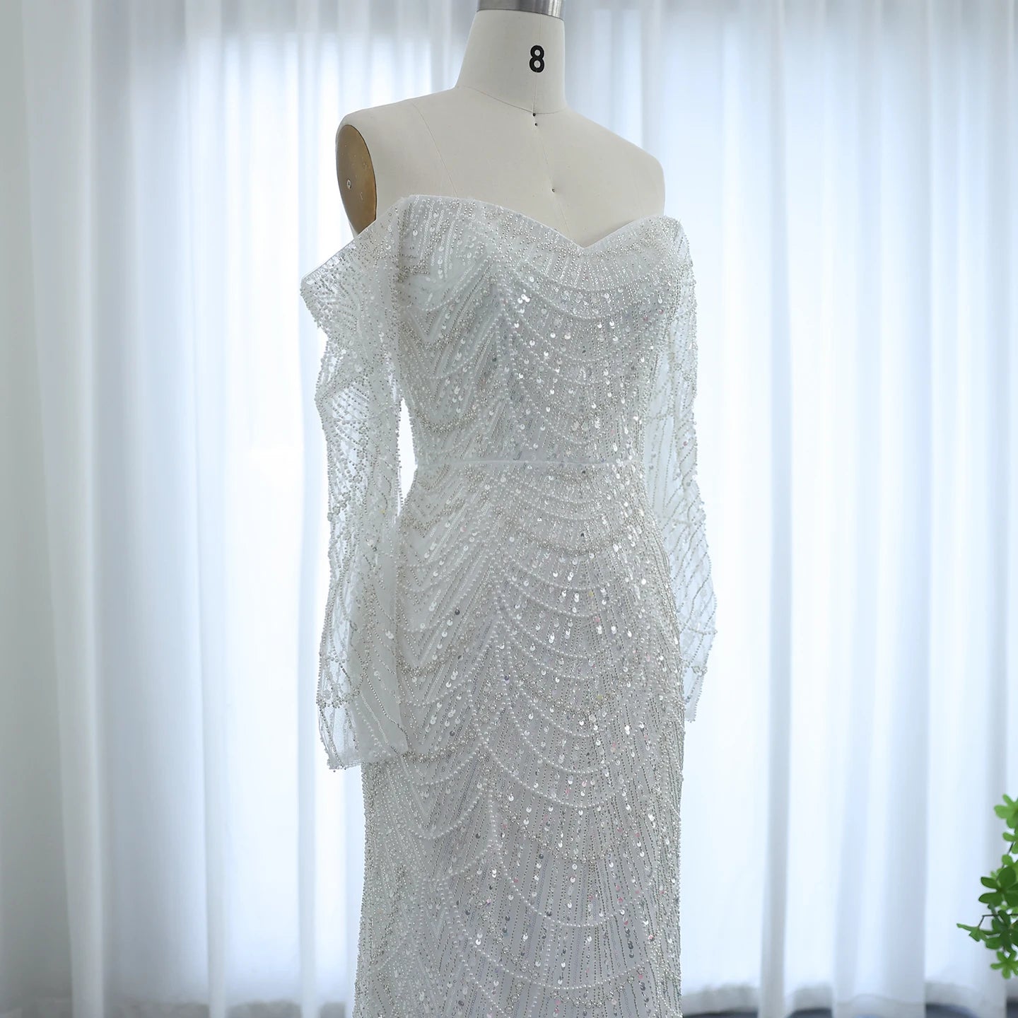 Amani - Sage Green Crystal Evening Dress - Asiyah Dresses