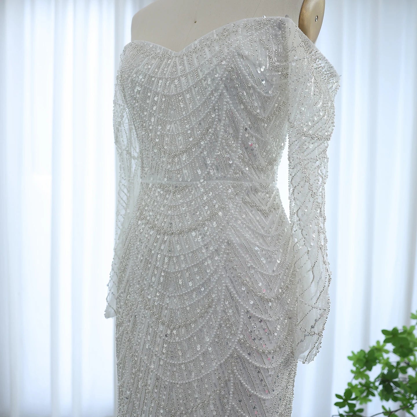 Amani - Sage Green Crystal Evening Dress - Asiyah Dresses