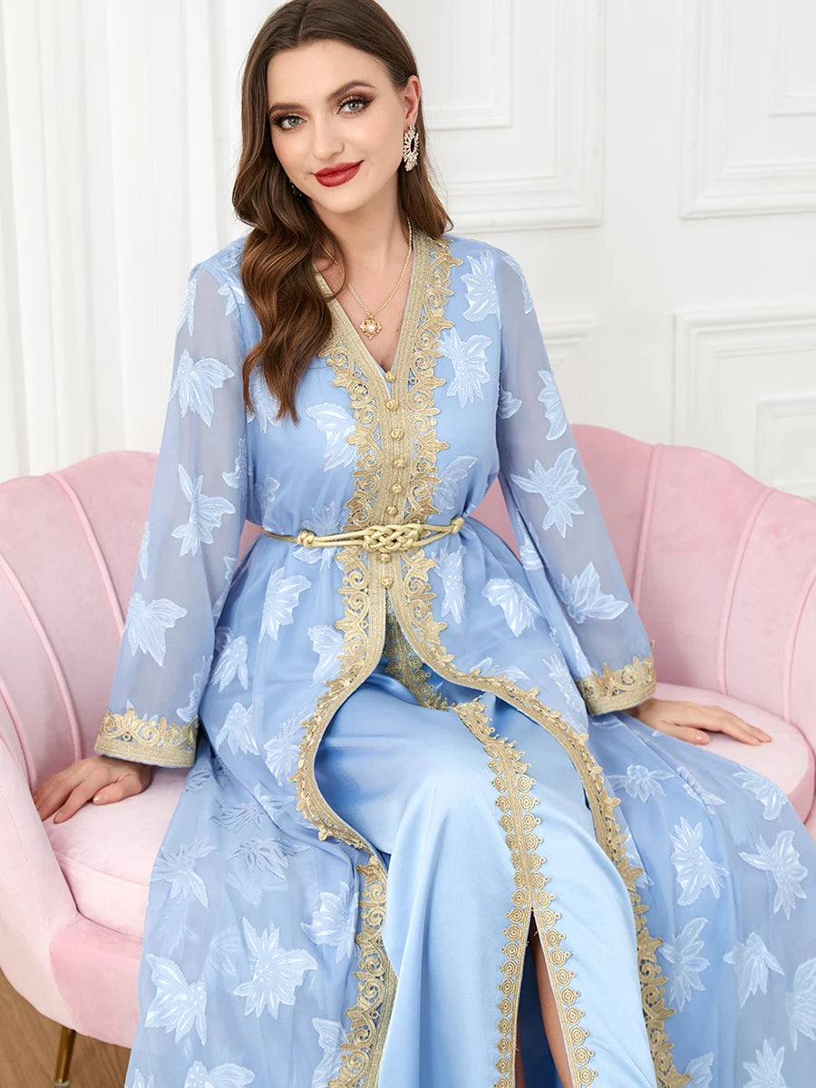 Blue Moroccan Luxury Kaftan - Asiyah Dresses