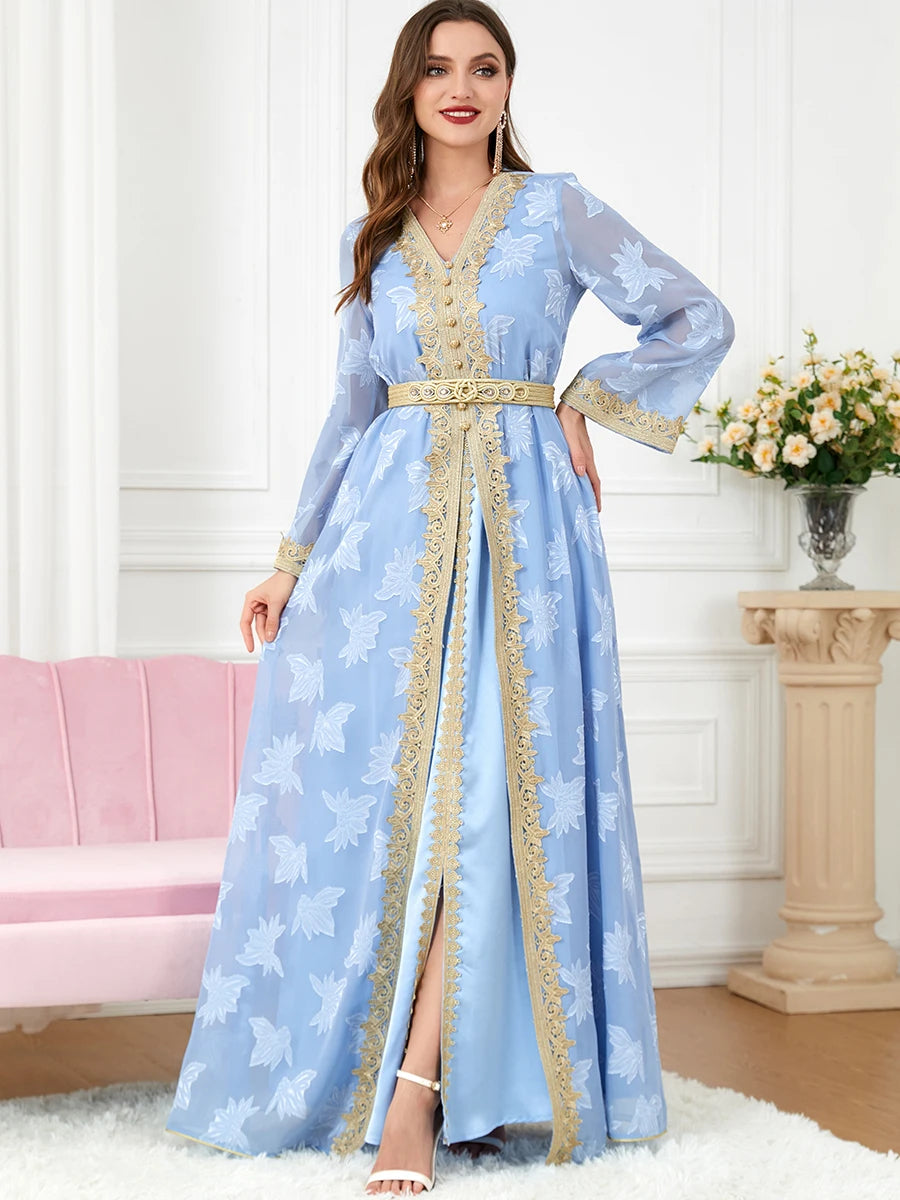 Blue Moroccan Luxury Kaftan - Asiyah Dresses