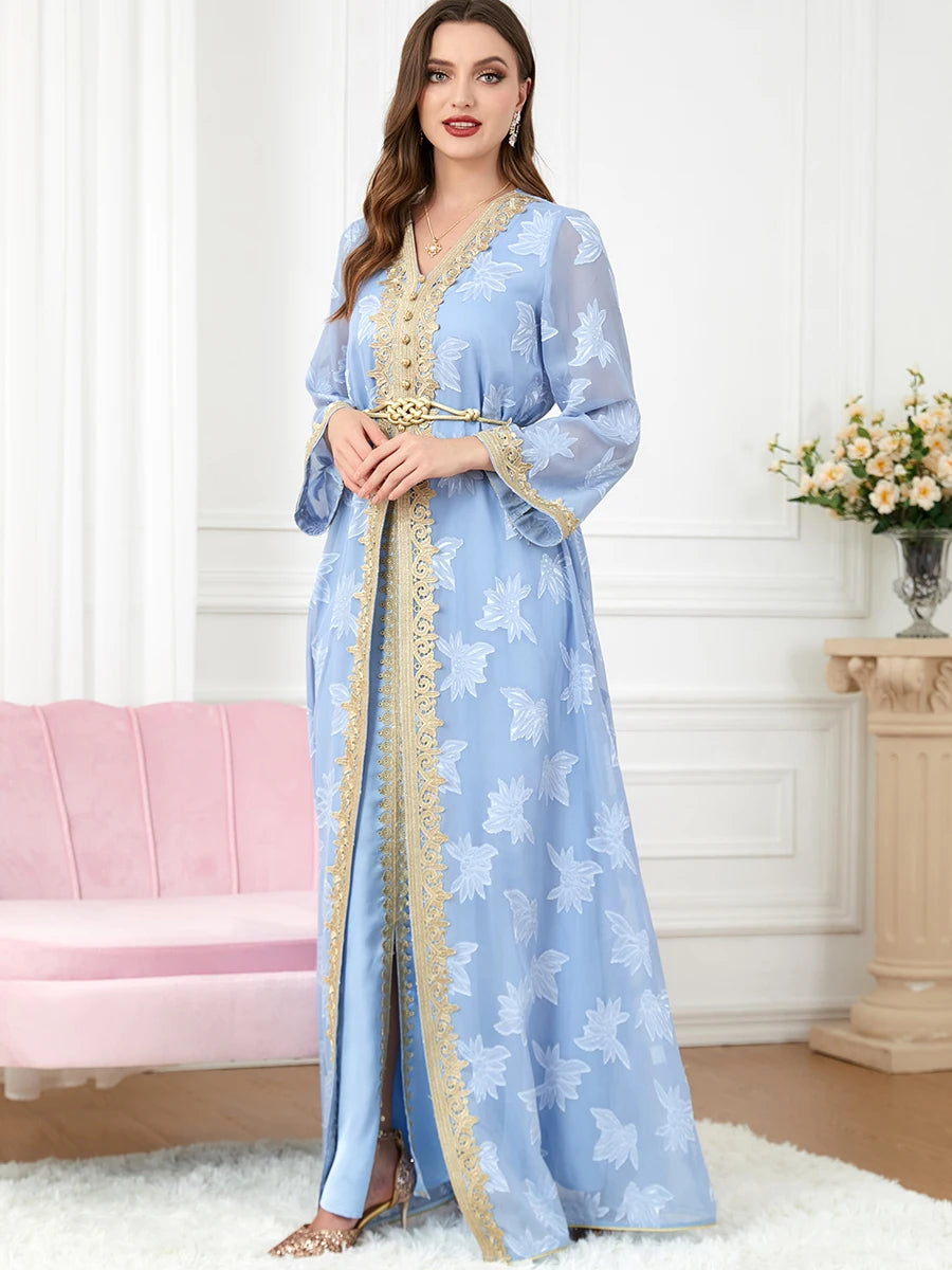 Blue Moroccan Luxury Kaftan - Asiyah Dresses