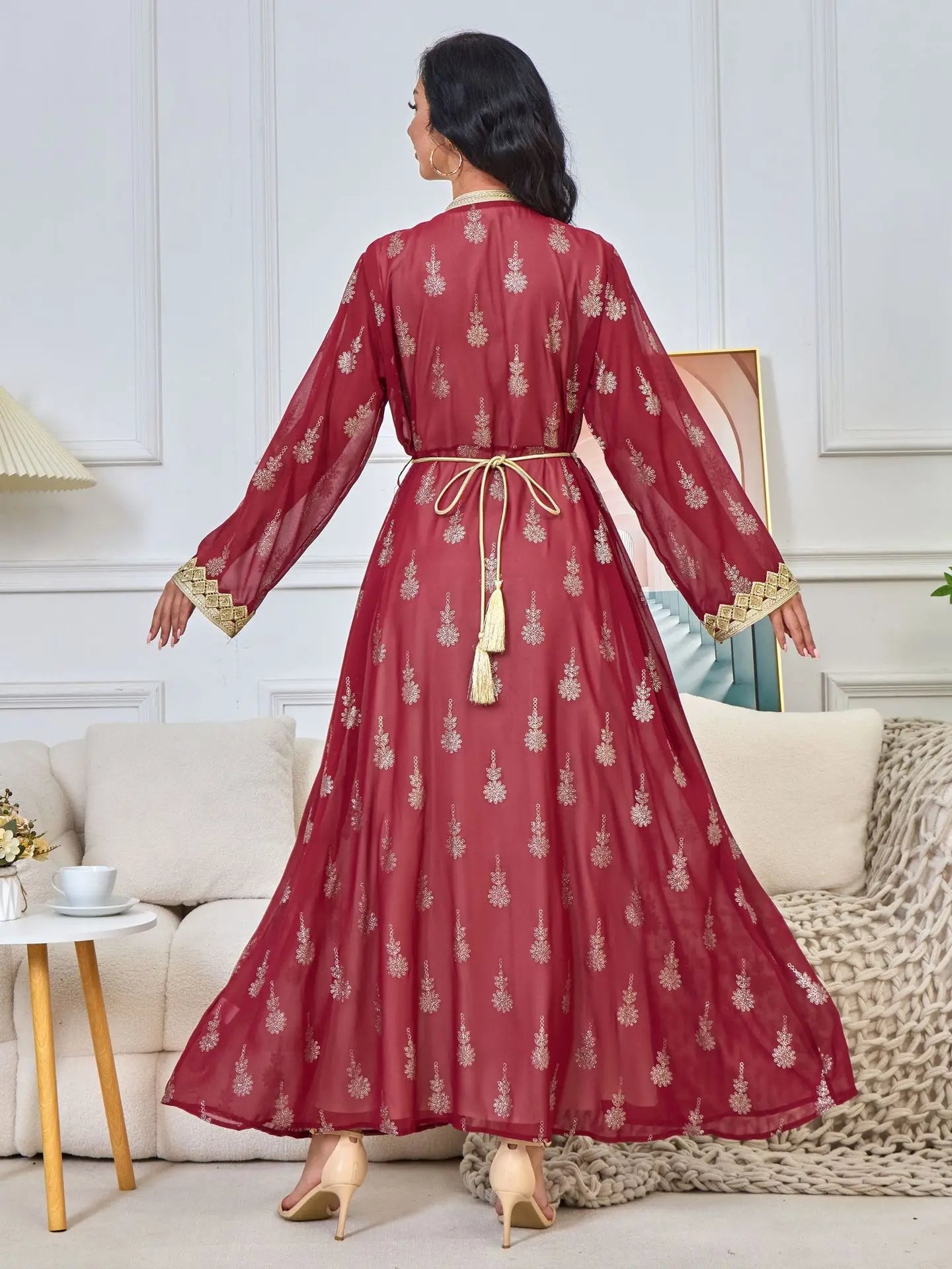 Luxury Moroccan Kaftan - Red - Asiyah Dresses