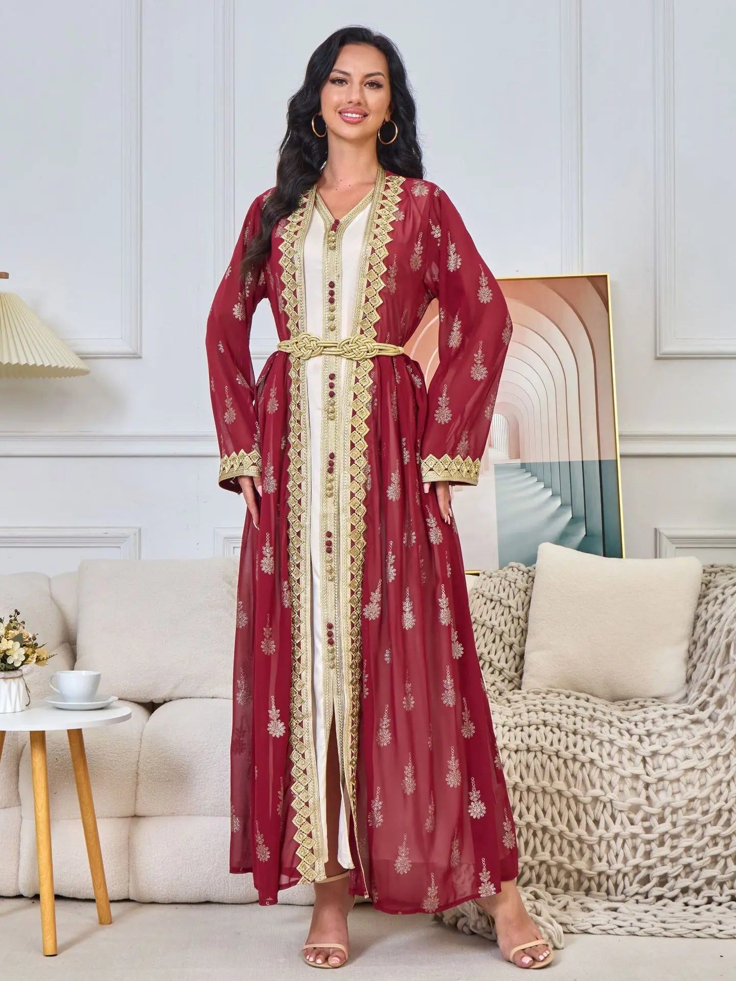 Luxury Moroccan Kaftan - Red - Asiyah Dresses