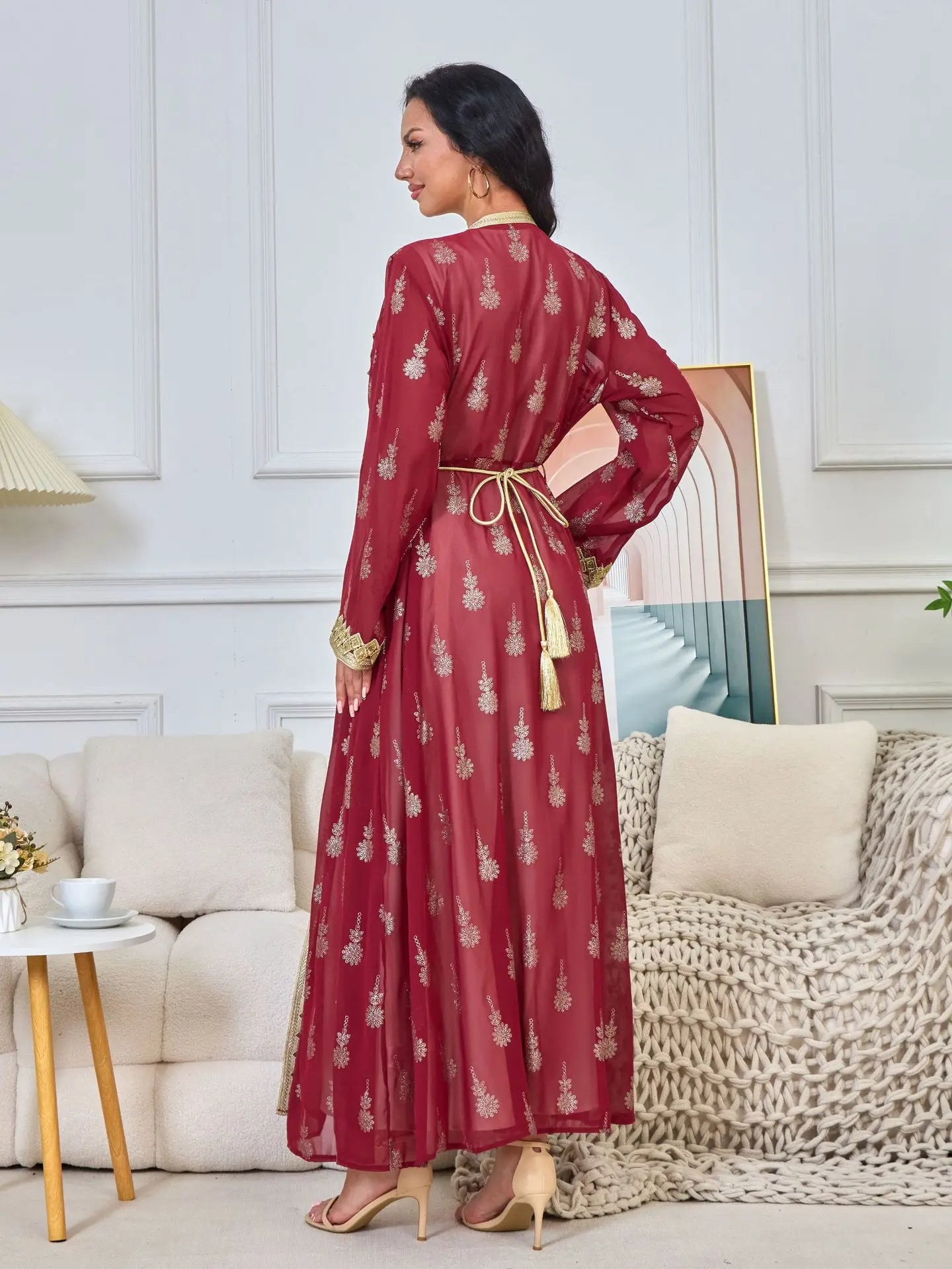 Luxury Moroccan Kaftan - Red - Asiyah Dresses