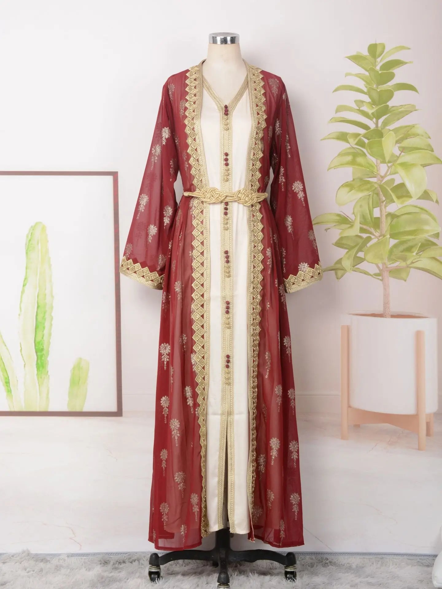 Luxury Moroccan Kaftan - Red - Asiyah Dresses