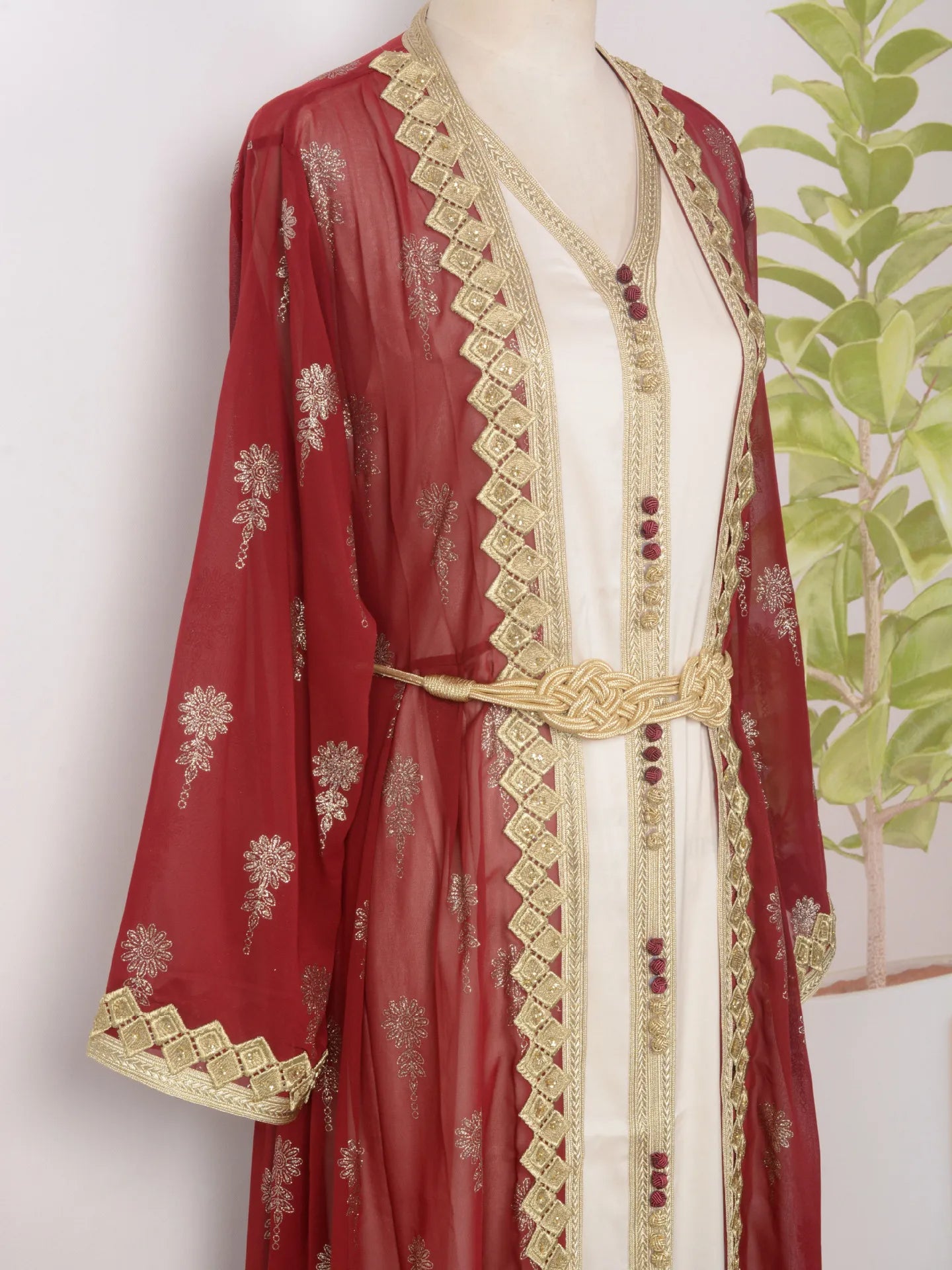 Luxury Moroccan Kaftan - Red - Asiyah Dresses