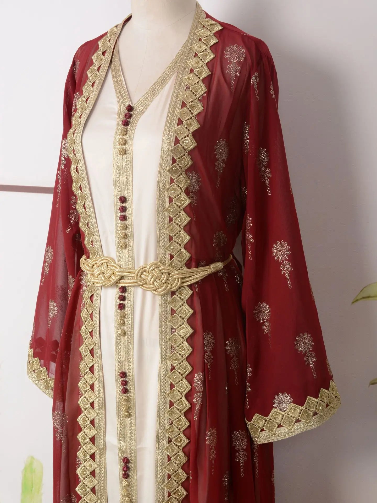 Luxury Moroccan Kaftan - Red - Asiyah Dresses