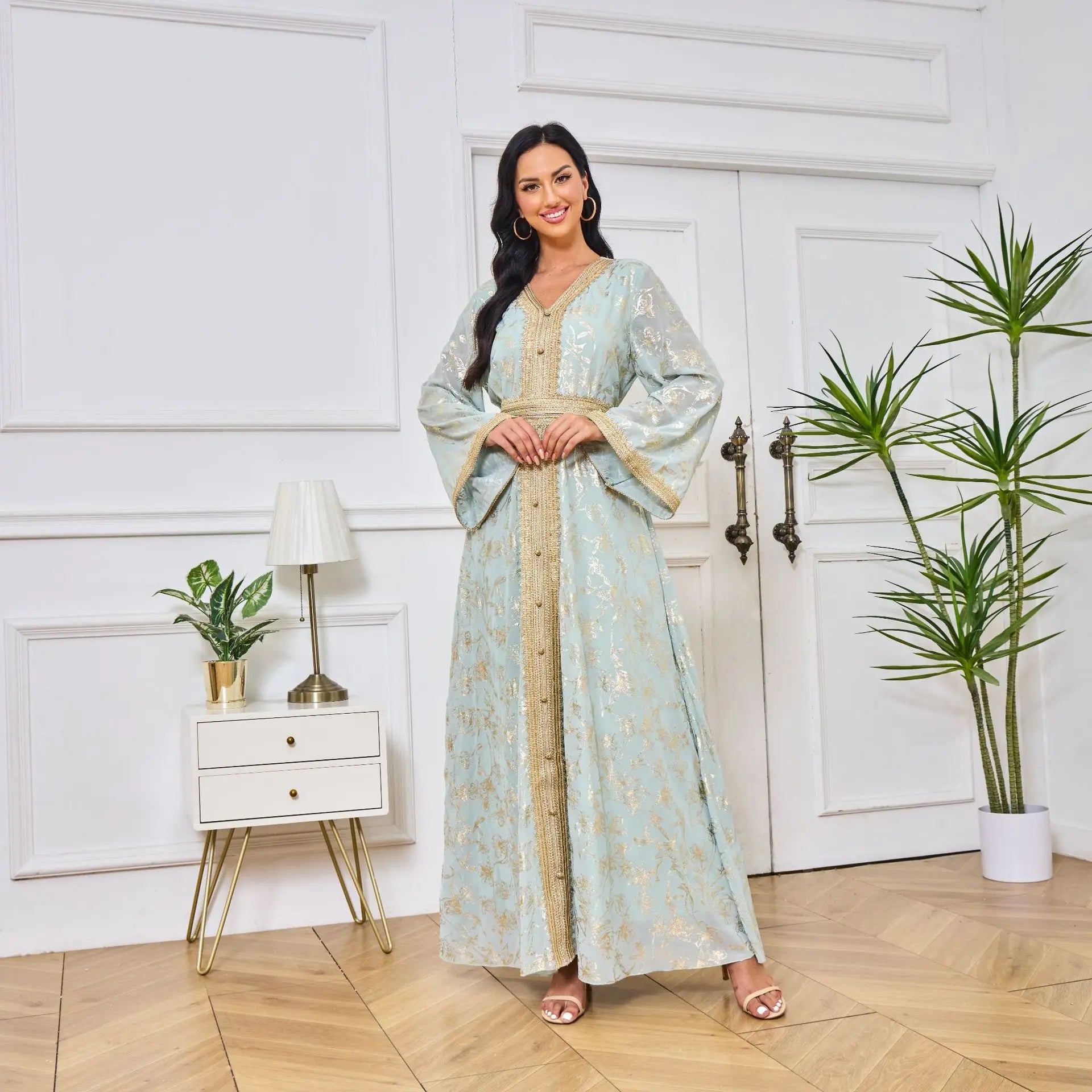 Elegant Moroccan Kaftan - Green - Asiyah Dresses