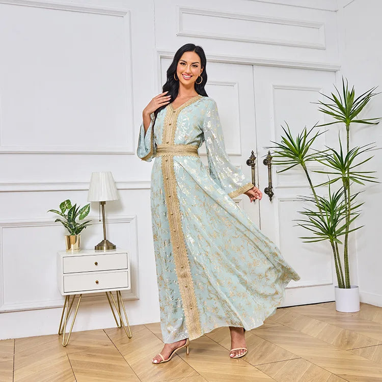 Elegant Moroccan Kaftan - Green - Asiyah Dresses