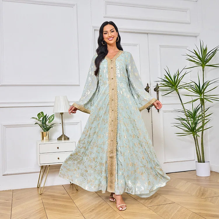 Elegant Moroccan Kaftan - Green - Asiyah Dresses