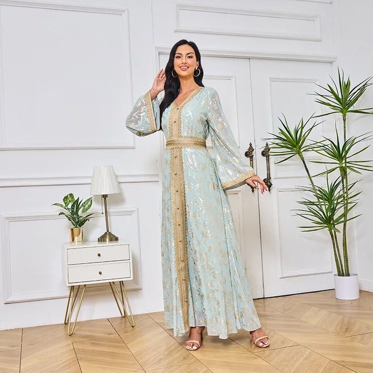 Elegant Moroccan Kaftan - Green - Asiyah Dresses