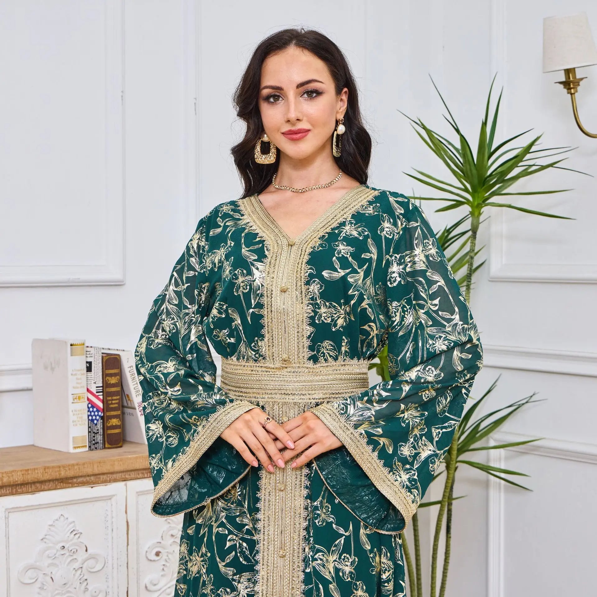 Elegant Moroccan Kaftan - Green - Asiyah Dresses