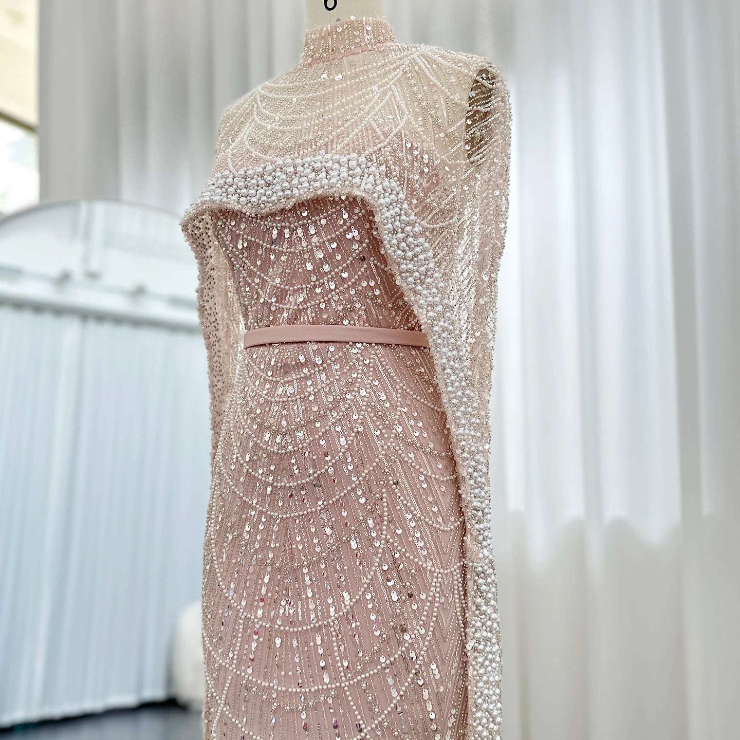 Modest Cape Dress - Royal Blue - Asiyah Dresses