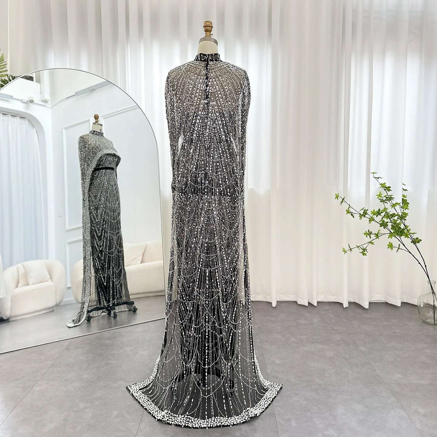 Modest Cape Dress - Royal Blue - Asiyah Dresses