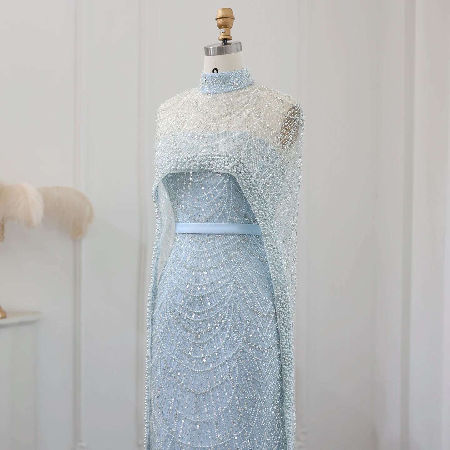 Modest Cape Dress - Royal Blue - Asiyah Dresses