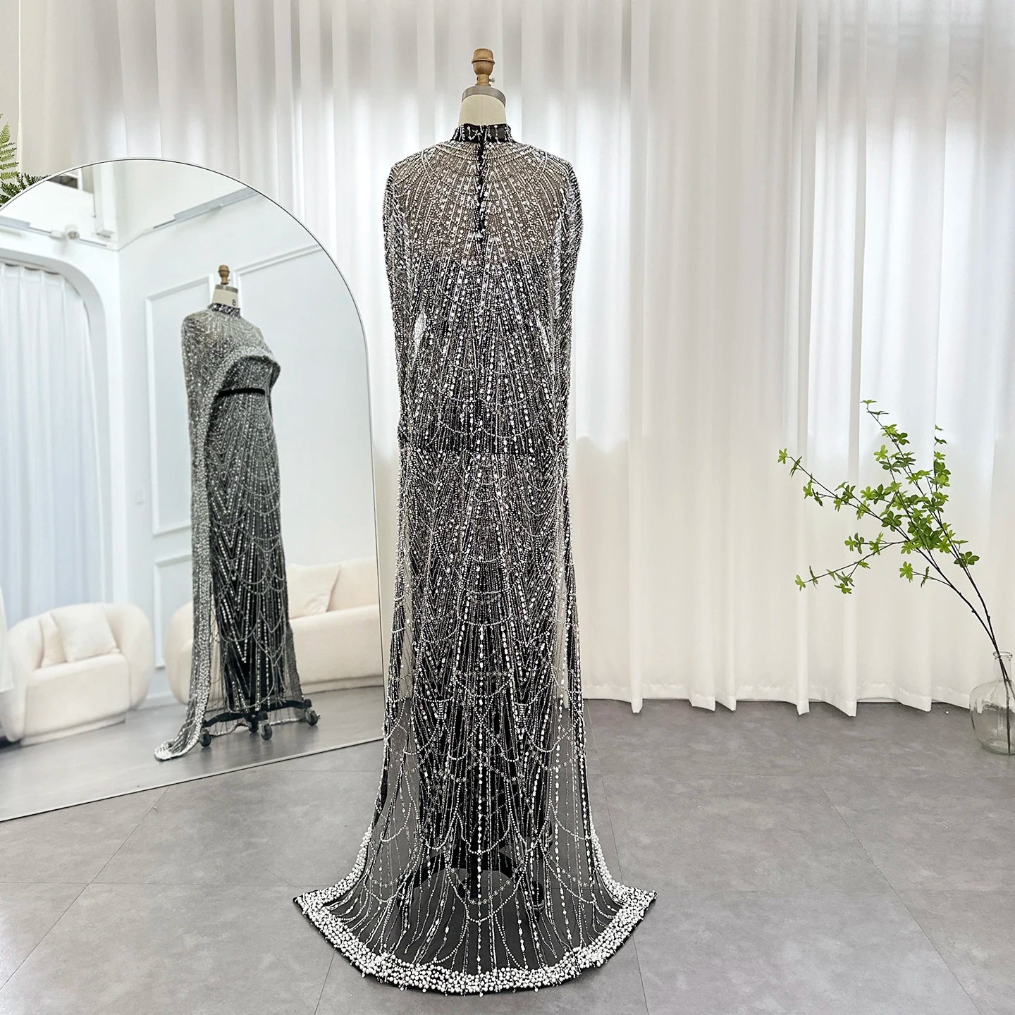 Modest Cape Dress - Royal Blue - Asiyah Dresses