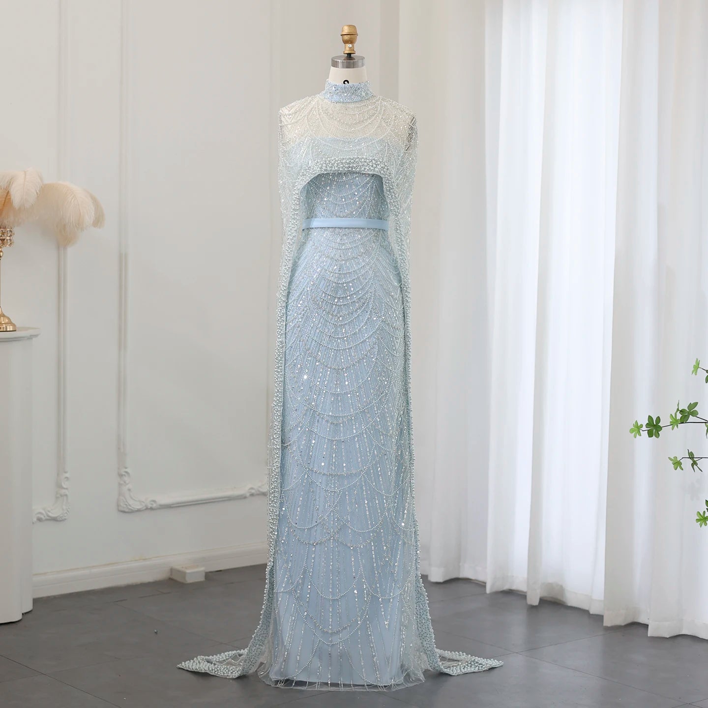 Modest Cape Dress - Royal Blue - Asiyah Dresses