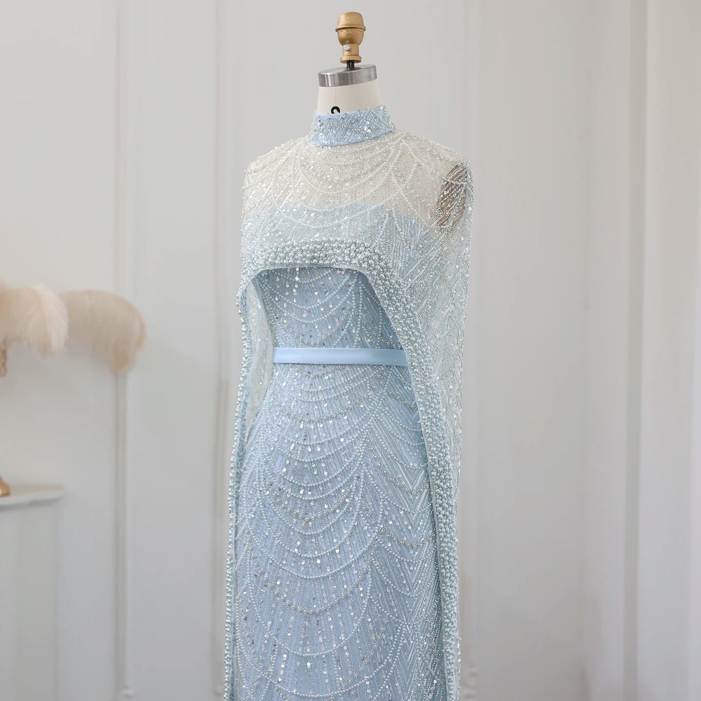 Modest Cape Dress - Royal Blue - Asiyah Dresses