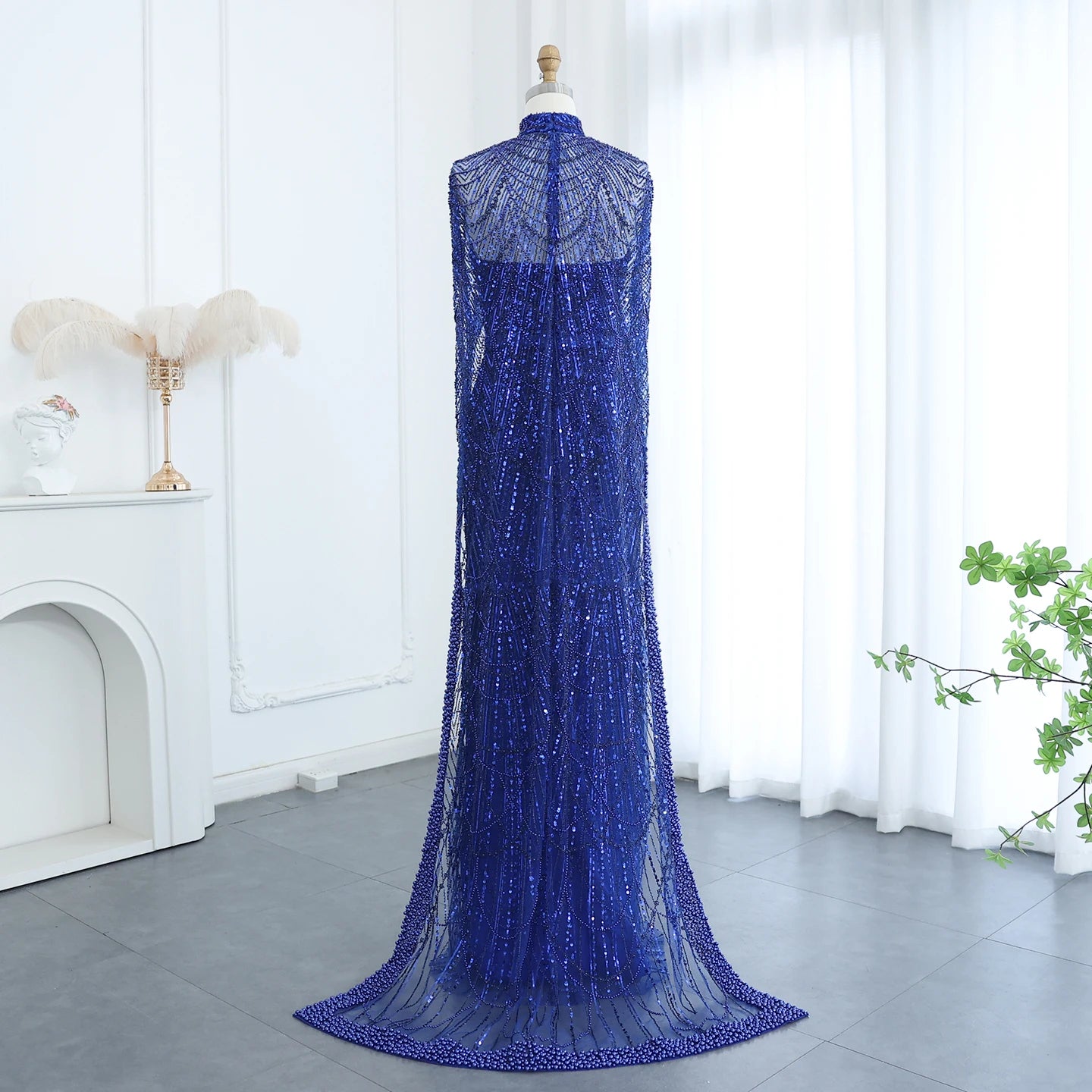 Modest Cape Dress - Royal Blue - Asiyah Dresses