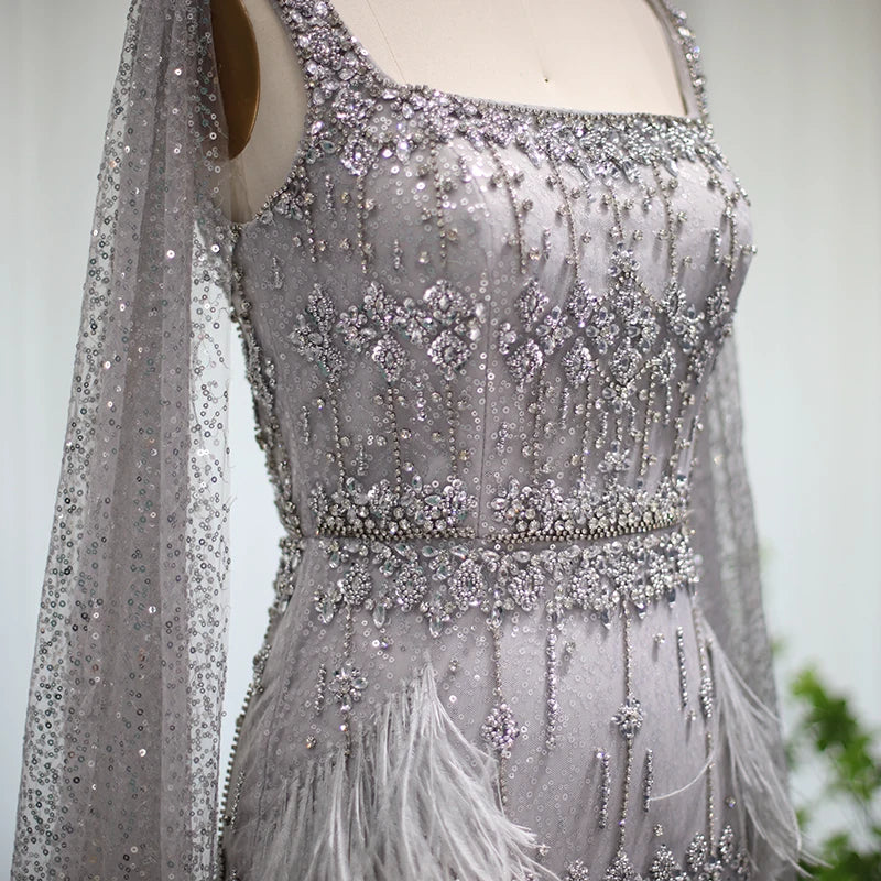 Sarah Dress - Silver Evening Dress - Asiyah Dresses