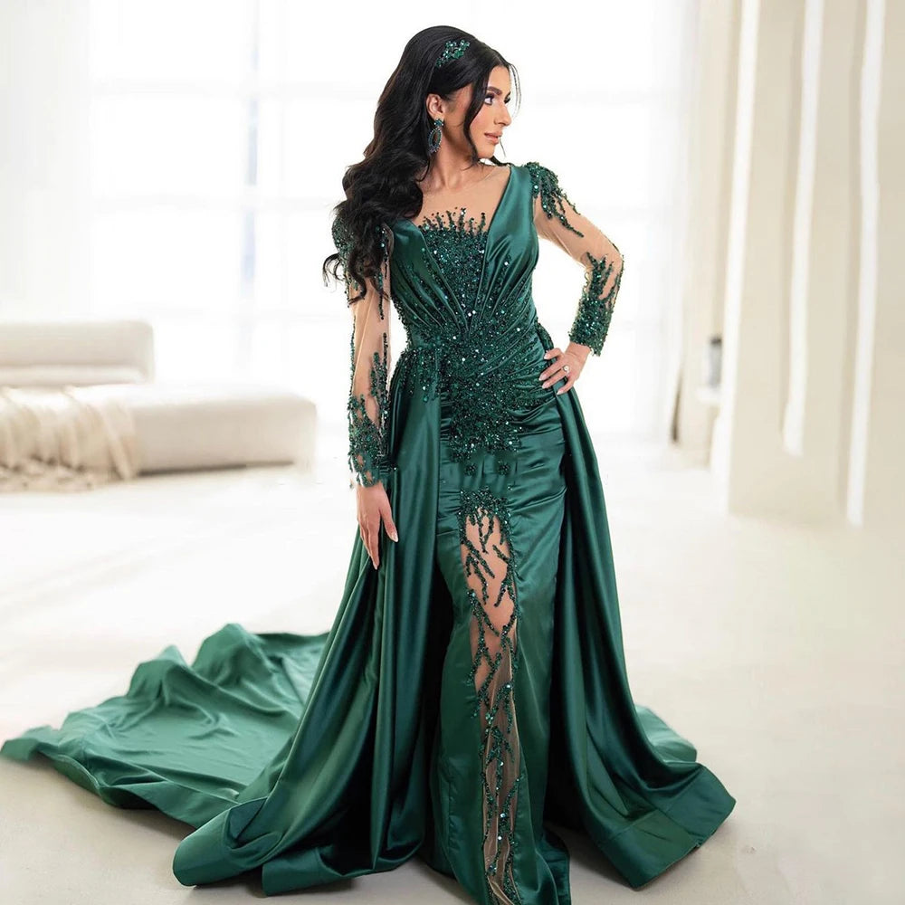 Elegant Green Wedding Nikkah Evening Dress Dubai Near Me | US | United States Delivery| Australia | United Kingdom