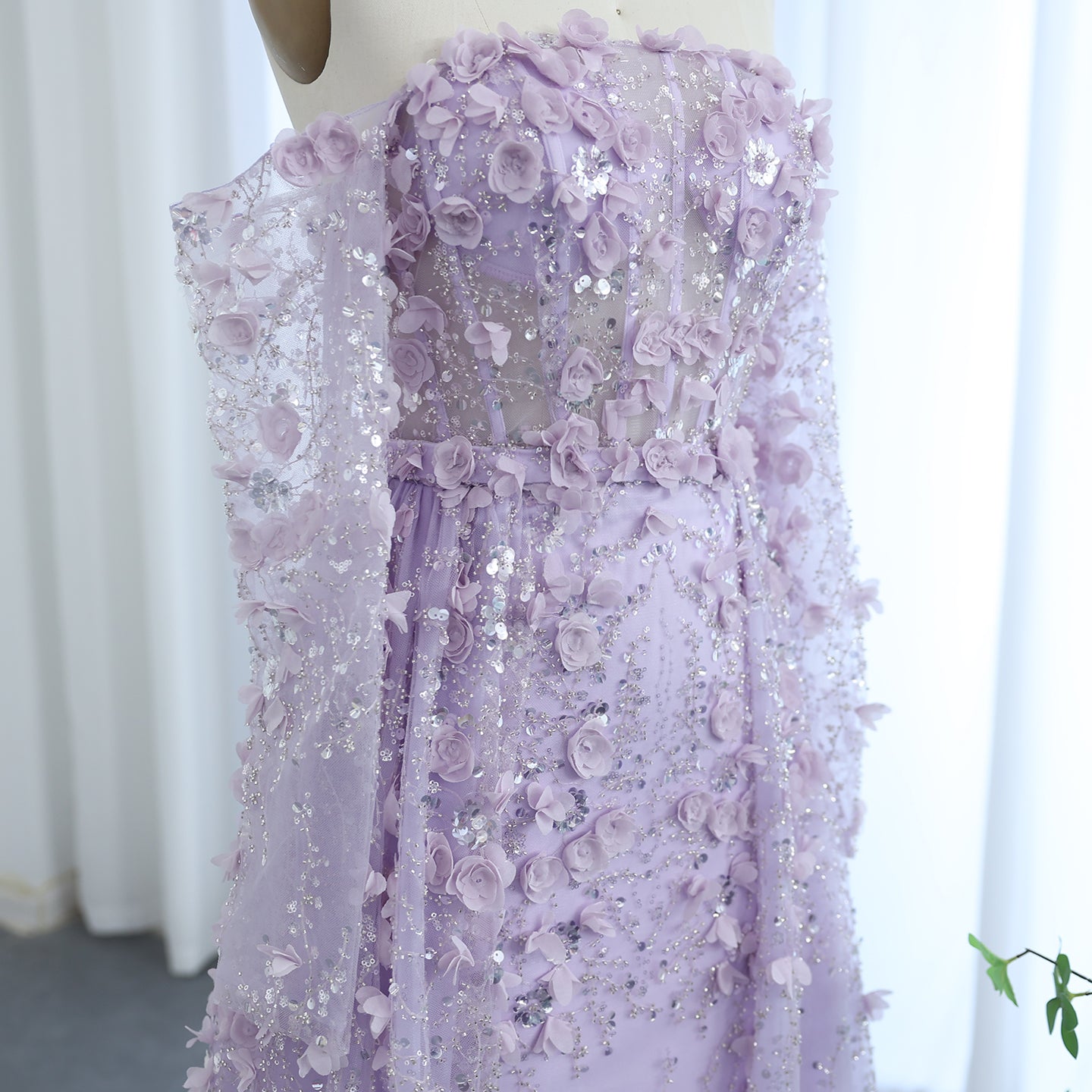 Flora Elegant Evening Wedding Dress Lilac