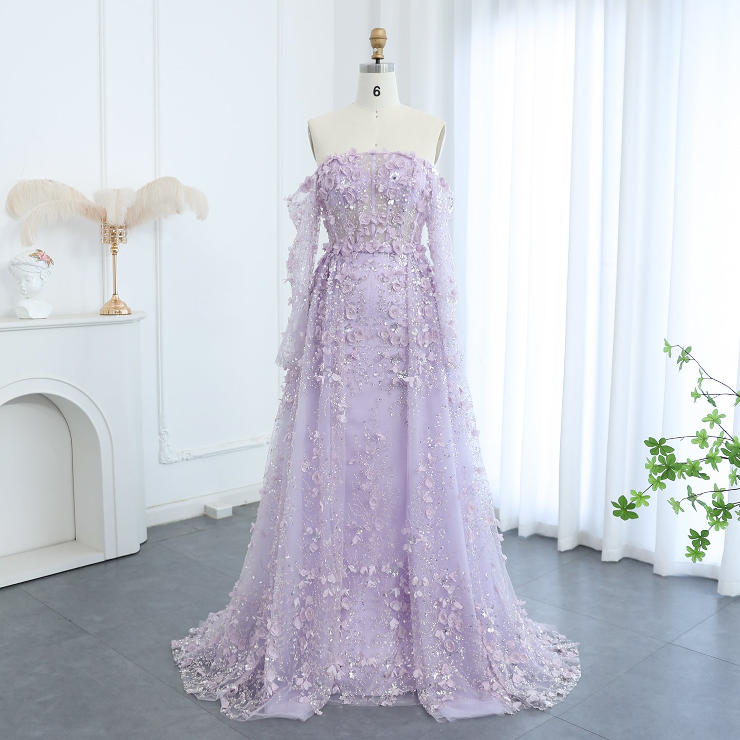 Flora Elegant Evening Wedding Dress Lilac